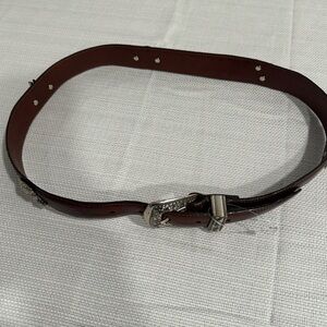 Talbots& Brighton dog  Dark Brown Belt with Silver-Tone Buckle